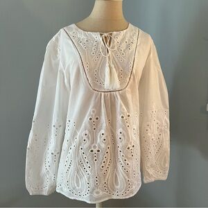 White Eyelet Peasant Blouse